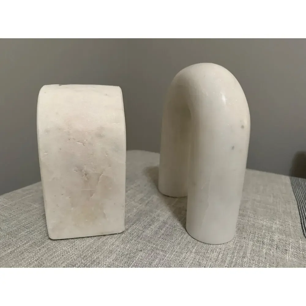 🏛️ Set of 2 Heavy Marble Stone Arch Sculptures – Modern Minimalist Decor